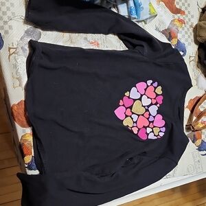 Black Long Sleeve Shirt with Heart Design